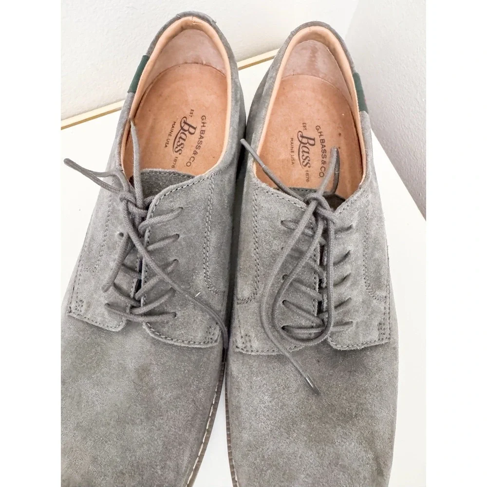 G.H. Bass Men's Pasadena Gray Buck Suede Oxford Comfort Casual, Size 11.5